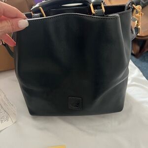 Dooney & Bourke Black Satchel with Gold Accents